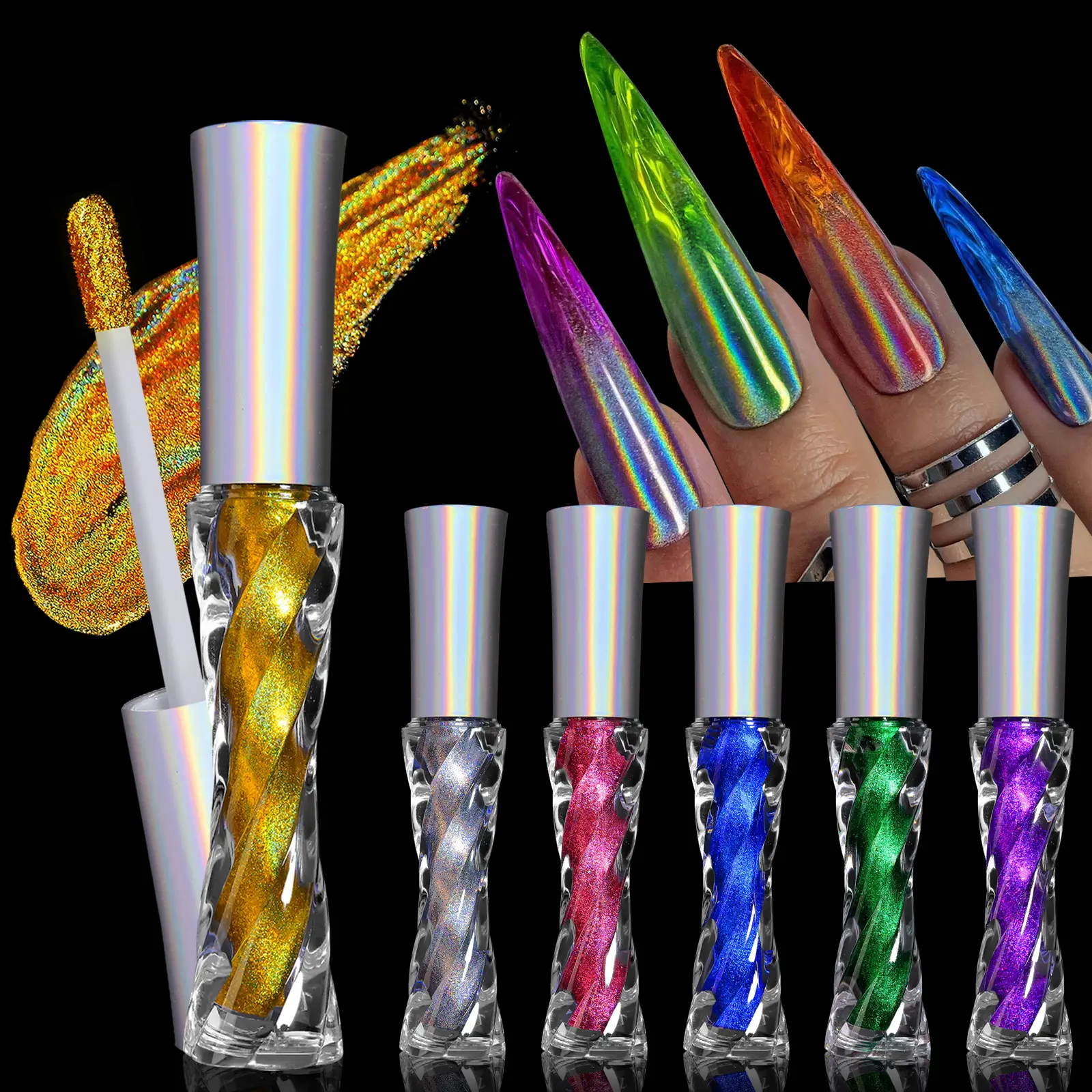 2023 новый зеркальный хромированный порошок для ногтей жидкий лазерный порошок для ногтей Блестящий Порошок