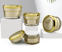 Pot cosmétique en acrylique avec logo personnalisé, 15g, 30g, 50g, couvercle doré, conteneur pour crème pour le visage, emballage rechargeable pour soins de la peau, flacon de beauté de luxe