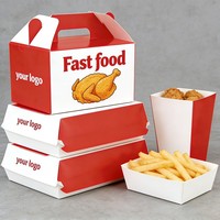 Caja de Cartón Blanca de Alta Calidad para Hamburguesas, Caja de Papel para Pollo Frito con Asa, Caja de Embalaje para Papas Fritas de Restaurante