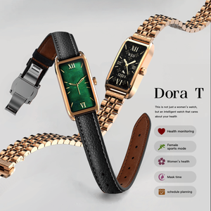 Elegante <span class=keywords><strong>Reloj</strong></span> Inteligente Cuadrado para Mujer con Esfera de Trébol, Correa de Cuero de Microfibra de Lujo, Monitoreo de Salud Femenina, AMOLED, Resistente al Agua IP68 - Product Image 5