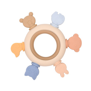 Jouet de dentition en silicone de qualité alimentaire pour bébé, hochet apaisant pour les gencives, bâtonnet à mordre pour prévenir les morsures aux doigts et favoriser la poussée des dents - Product Image 5