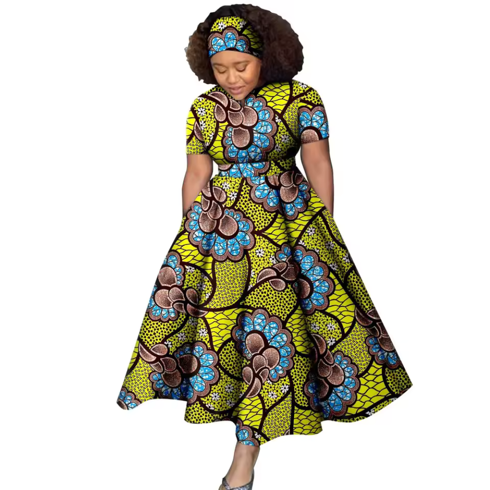 plus size short ankara dresses Red Yellow Black Multi African Ankara Print Plus Size Short Party Dress
