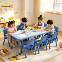 Ensemble de table et de chaises en plastique pour activités de maternelle, réglables, personnalisables en couleur, fabrication directe d'usine Everpretty