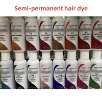 Coloration capillaire semi-permanente à marque privée, teintes vibrantes : noir intense, brun miel, bleu indigo, orange, rose, rouge