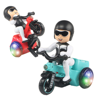 Çocuk karikatür elektrikli damperli motosiklet lambası müzik dönen dublör üç tekerlekli bisiklet oyuncak