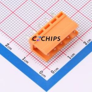 MXHT396V-3.96-05P-OE01-Cu-A Plug-in Terminal Block Through hole,P=3.96mm Board-to-Board / Socket - Open 1x5P 3.96mm Orange - Product Image 1