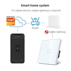 Tuya 1 2 3 4 gang 10A Châu Âu ZigBee tuya Alexa Control ánh sáng nhà thông minh với tường cảm ứng chuyển đổi thông minh chuyển đổi EU - Product Image 4