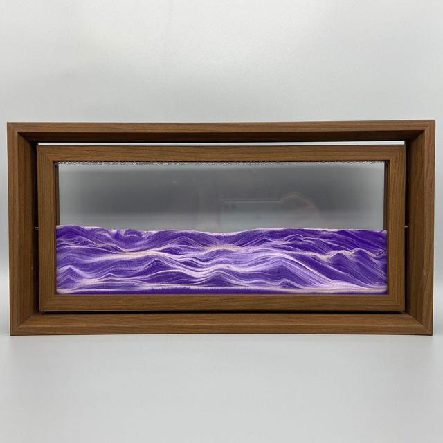Wholesale Moving Sand Art Frame Walnut Wood Purple Sand Kinetic MOQ Flexible Factory Direct Price Supply