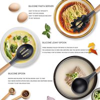 BST – ensemble d'ustensiles de cuisine en silicone avec support et poignée en bois, 14 pièces