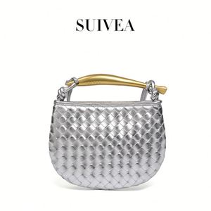 Bolso de Mano para Mujer, Diseño de Media Luna, Plateado con Diamantes, Correa Única, Moderno y a la Moda - Product Image 2