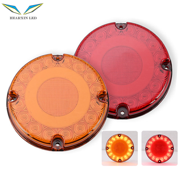 7" Round LED Tail Light 18LED Rear Brake Lamp 12V 24V Bus Taillight Flash Turn Signal Light for Car Truck Trailer Lorry RV Crane