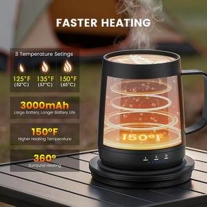 Chauffe-tasse intelligent personnalisé avec logo, chauffe-tasse sans fil, contrôle intelligent de la température, tasse à café auto-chauffante pour les voyages - Product Image 5