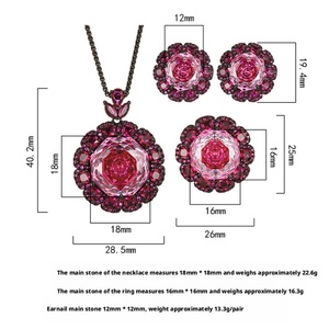 Parure de bijoux écologiques en cuivre anti-ternissement, zircon rose 18-16mm, motif nid d'oiseau, durable, de luxe, haut de gamme, avec pendentif et boucles d'oreilles - Product Image 2
