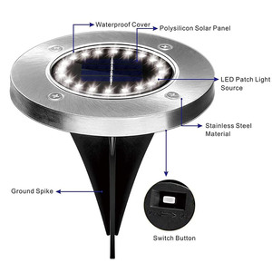 Luz Solar para Jardín, 20 LED, Impermeable, de Acero Inoxidable, para Exteriores, Luz Blanca Cálida - Product Image 1