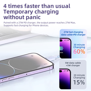 Nhà Máy Trực Tiếp Bán Buôn Ban Đầu Nhà Sản Xuất PD 20W Nhanh Chóng Sạc Cáp PD 27W USB C Để <span class=keywords><strong>L</strong></span> Nhanh Chóng Sạc Cho 16 Pro <span class=keywords><strong>Max</strong></span> Cho Iphone - Product Image 4