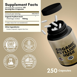 Capsules de cosse de psyllium Supplément de fibre entièrement naturelle Alternative à la poudre de cosse de psyllium, Capsules de cosse de psyllium pour la santé intestinale - Product Image 3