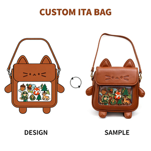 Sac à dos Ita Bag Monstre de dessin animé personnalisé OEM ODM en cuir PU avec fenêtre transparente en PVC pour affichage de badges, sac à bandoulière Itabag - Product Image 3