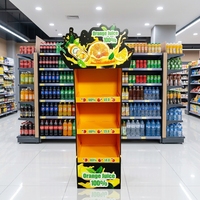 Présentoir en carton autoportant à 4 niveaux pour supermarché, pour snacks, noix et aliments emballés, personnalisable
