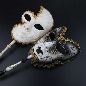 Masque pour les yeux complet en papier mâché de style vénitien italien pour bal masqué, avec bâton, masque à main pour fête costumée, événement, carnaval, journée - Product Image 3