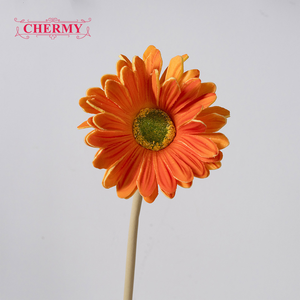 CH016 Flores Artificiales de Gerbera de PU con Tacto Real, Color Naranja y Blanco, para Decoración de Bodas y Hogar - Product Image 5