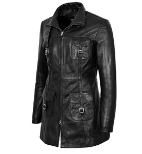 Abrigo de Mujer Personalizado 100% Cuero Nappa Negro Genuino, Corte Clásico, Acabado Premium, Marca Privada OEM/ODM, Venta al Por Mayor de Lujo - Product Image 2