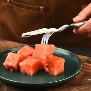 Cortador de melón de acero inoxidable, herramienta de doble función para cortar y servir sandía - Product Image 5