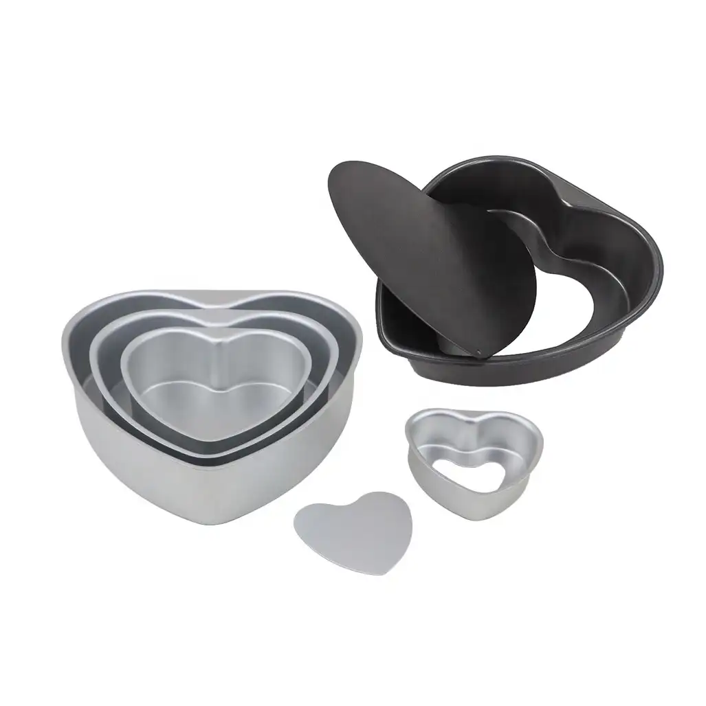 Анодированная антипригарная алюминиевая форма в форме сердца, формы для торта со съемным дном, форма для выпечки