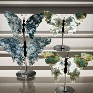 Nuevas llegadas: Figura de mariposa tallada en piedra preciosa con base de cristal de cuarzo para decoración del hogar, arte coleccionable. - Product Image 2
