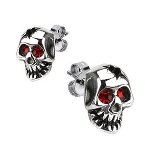 Yunnique – boucles d'oreilles en forme de crâne, incrustation de Zircon rouge, Style Punk, bijoux unisexes à la mode - Product Image 1