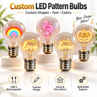Ampoule LED de type Edison en forme de cœur arc-en-ciel, alimentée par batterie et rechargeable par USB, pour des fins décoratives, ampoule cadeau, prix d'usine