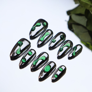 Di lusso progettato riutilizzabile <span class=keywords><strong>nero</strong></span> rosa diamante finte unghie medio personalizzato acrilico stampa sulle unghie unghie artificiali per <span class=keywords><strong>donna</strong></span> - Product Image 5