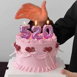 Pink Number Balloon Candles 0-9 Birthday Cake Decorations Disposable Unscented - Product Image 3