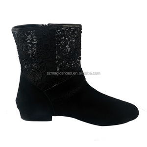 <span class=keywords><strong>Stivali</strong></span> da ballo in pelle scamosciata nera di alta qualità da donna in pelle scamosciata Sole Swayd France Line da ballo estivi con tacco basso - Product Image 4