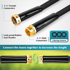Garden Hose With Spray Nozzle 50 Ft Lightweight Flexible Water Pipe For <b>Car</b> Washing And Gardening Use Variable Spray Patterns - Product Image 3