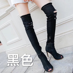 2026 Neue Denim <span class=keywords><strong>High</strong></span> Heel Nachtclub-Stiefel Damen Übergrößen Mode Overknee Damenstiefel - Product Image 4