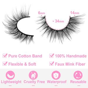 Pestañas Postizas Wispy Lashes de 14 mm, Aspecto Natural, Pestañas de Visón Sintético, Libres de Crueldad Animal, Banda de Algodón Negra, Paquete Pequeño de <span class=keywords><strong>ISABELLA</strong></span> - Product Image 2