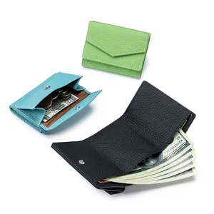 2023 dernière conception nouveau court portefeuille femmes en cuir véritable mode à trois volets pince à billets Mini japonais petite poche carte sac sac à main