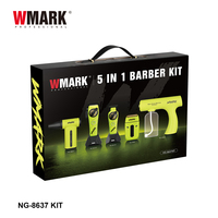 WMARK NG-8637KIT Kit de Barbería Profesional 5 en 1 Verde, Recargable, con Caja de Regalo Portátil para Barbería