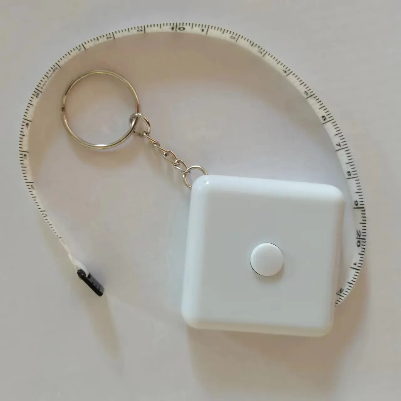 Bán Buôn Quảng Trường Cai Trị Tùy Chỉnh Chất Lượng Cao Nhựa Công Cụ Mini Băng Đo Với Kim Loại Vòng Chìa Khóa Keychain