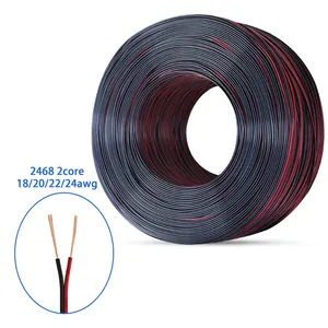 AWM 2468 vw 1 80c 300v rouge et noir DC fil d'alimentation isolation PVC 18awg 20awg 22awg 24awg 2 Core câble parallèle Flexible