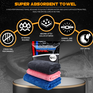 Superabsorbierendes Mikrofaser-Plüsch-Autotrockentuch 1200gsm Gedrehte Schlaufe Schnelltrocknend für Küchengebrauch - Product Image 5