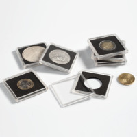 Capsules carrées pour pièces de monnaie en acrylique, fournitures de Collection de pièces de monnaie avec insertion de mousse en argent, capsules de protection