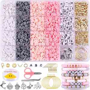 Kit de 3500 Piezas para Hacer Pulseras de Arcilla Polimérica con Cuentas de Letras, Dijes, Accesorios de Joyería y Herramientas para Pulseras y Pendientes - Product Image 1