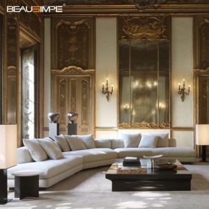 Nuevo Sofá <span class=keywords><strong>Savoy</strong></span>, Sofá Seccional Curvo Modular Versátil con Reposabrazos de Madera Negra, Sofá de Lujo Ligero para Decoración del Hogar - Product Image 1
