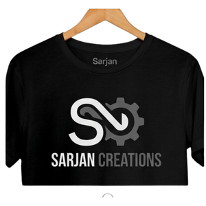 T-shirt à manches courtes pour homme, imprimé graphique noir, logo Sarjan Creations, en coton doux, col rond, décontracté, à porter au quotidien - Product Image 6