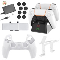 Ensemble d'accessoires JYS-P5151 12 en 1 pour chargeur de poignée PS5, bâton de pouce en Silicone, support, couvercle d'appareil photo