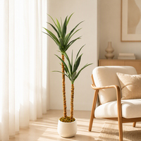 Plante artificielle Yucca moderne personnalisée en PE, toucher réel, 3 tiges, pour décoration de salon, plante d'intérieur en pot