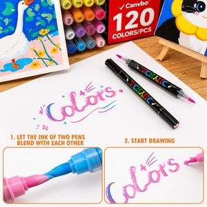 Marqueurs d'art acryliques imperméables à double pointe personnalisés, ensemble de marqueurs de peinture de qualité supérieure pour papier, verre, 24/48/72/120 couleurs - Product Image 3