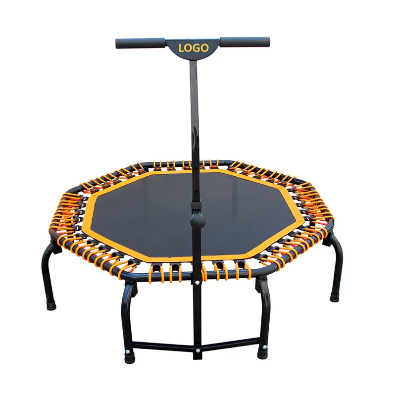 Cheap Professional gym home indoor mini jump fitness adults exercise hexagon trampoline with handrail for children fitness