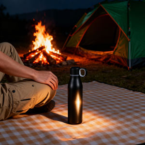 Bouteille simple personnalisée de 350 ml/500 ml avec couvercle à poignée en caoutchouc, prise en main confortable, 18/8 304 SUS, pour le camping et le bureau - Product Image 2